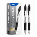 Deli EQ60-BK Ball Point Pen 12-Piece Set, 0.7 mm Bullet Tip, Black