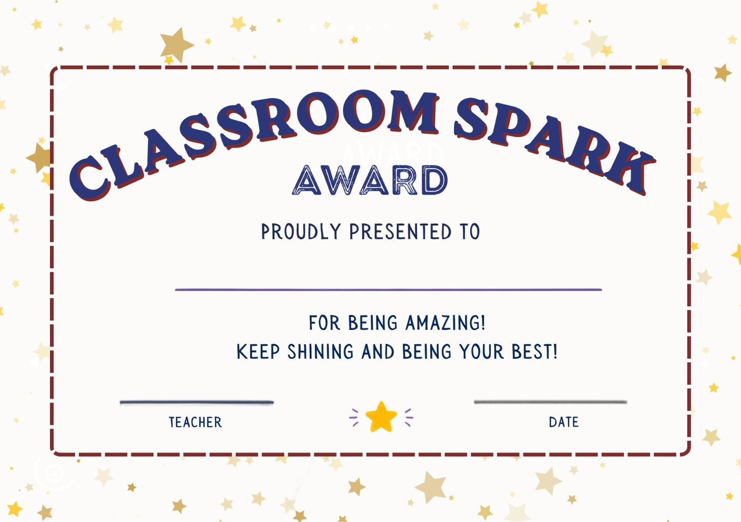 Classroom Spark Reward   Certificate - Pack of 20