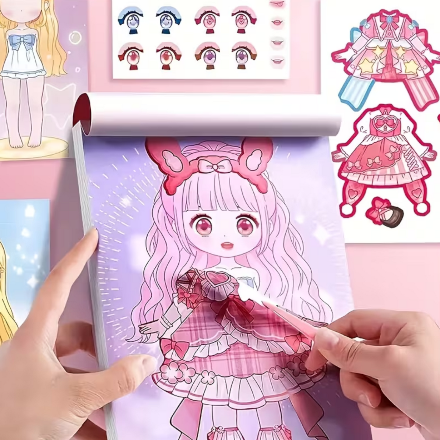 DIY Face Sticker Book with Fashion Doll Design