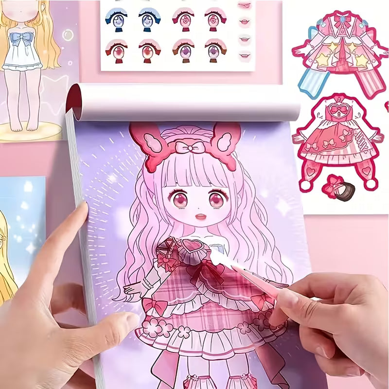 DIY Face Sticker Book with Fashion Doll Design