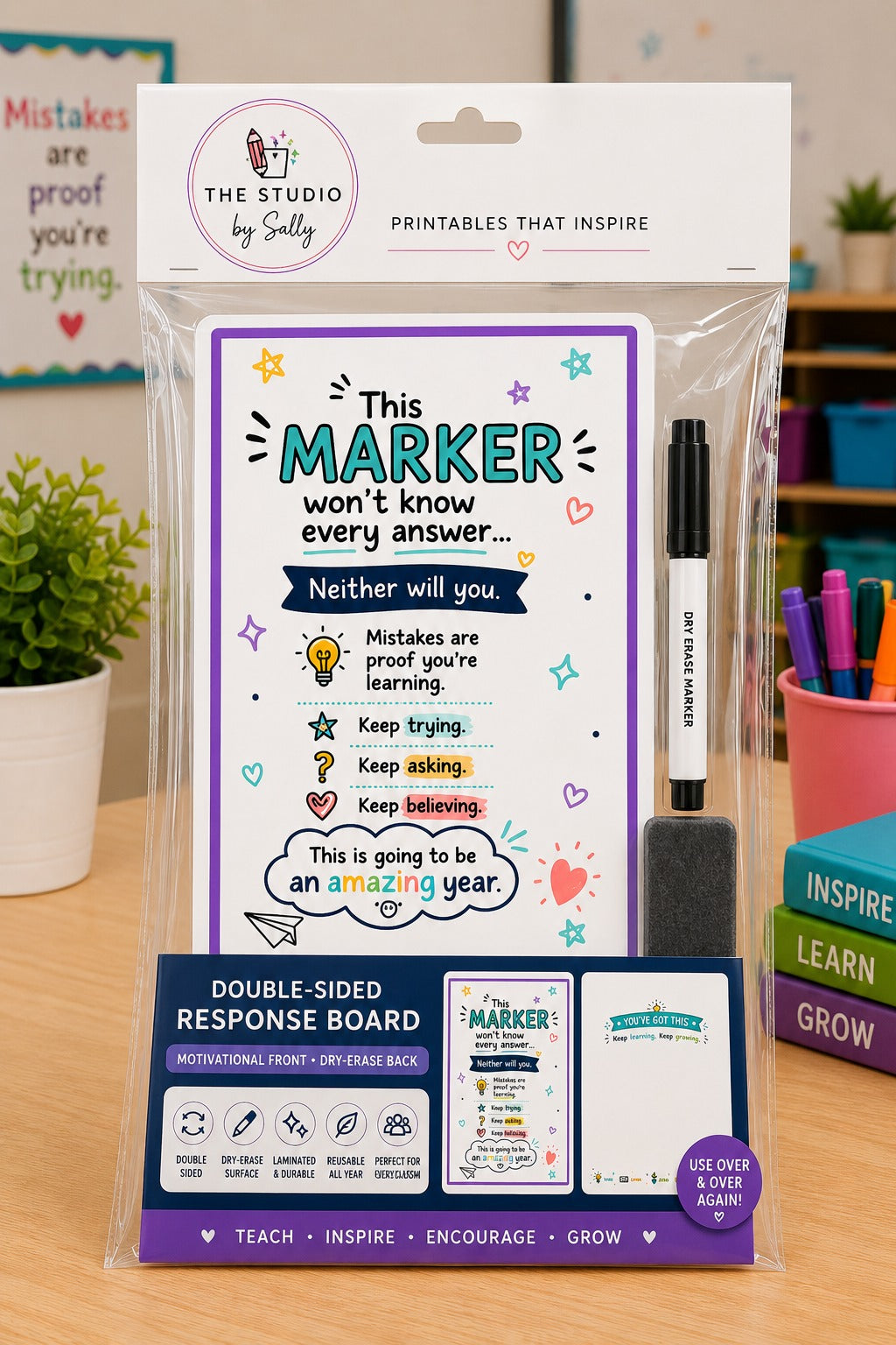 Marker Motivation Dry-Erase Response Board | Laminated Student Gift | Pack of 15- 3