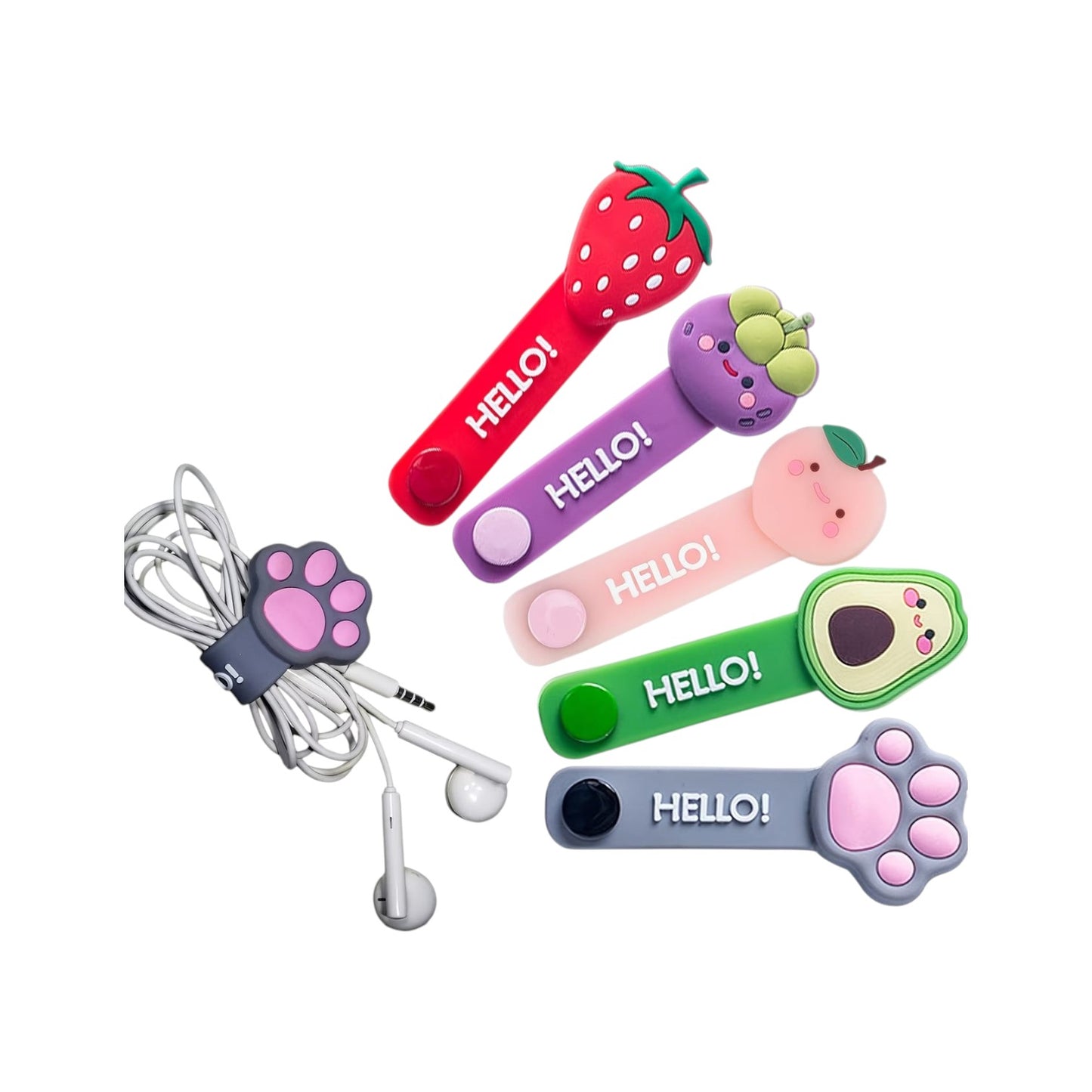 Silicone Cartoon Fruit-Shaped Cable Organizers - 1 Pc.