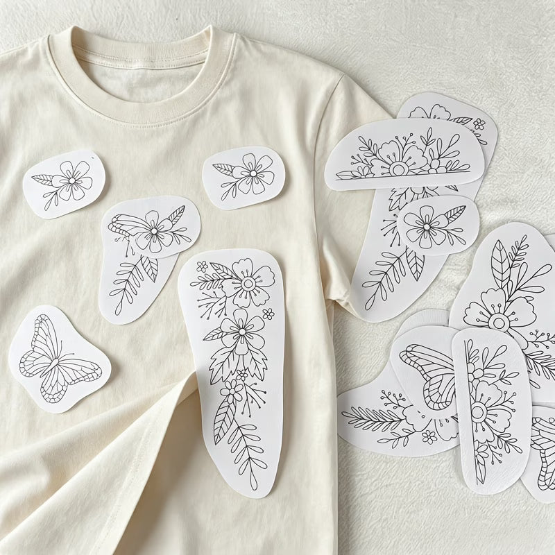 12pcs Water-soluble Embroidery Self-adhesive Stickers, Designed for Embroidery Beginners!