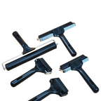 Elite Stationery House set of five black soft rubber brayer rollers for printmaking, ink application, and crafting.