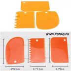 Elite Stationery House 3-piece orange plastic dough and icing scraper set for baking and cake decorating