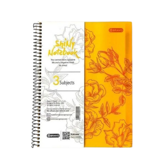 Bravo 3 Subjects A4 Glossy Notebook 126 Sheets, 27.3 cm x 19.8 cm