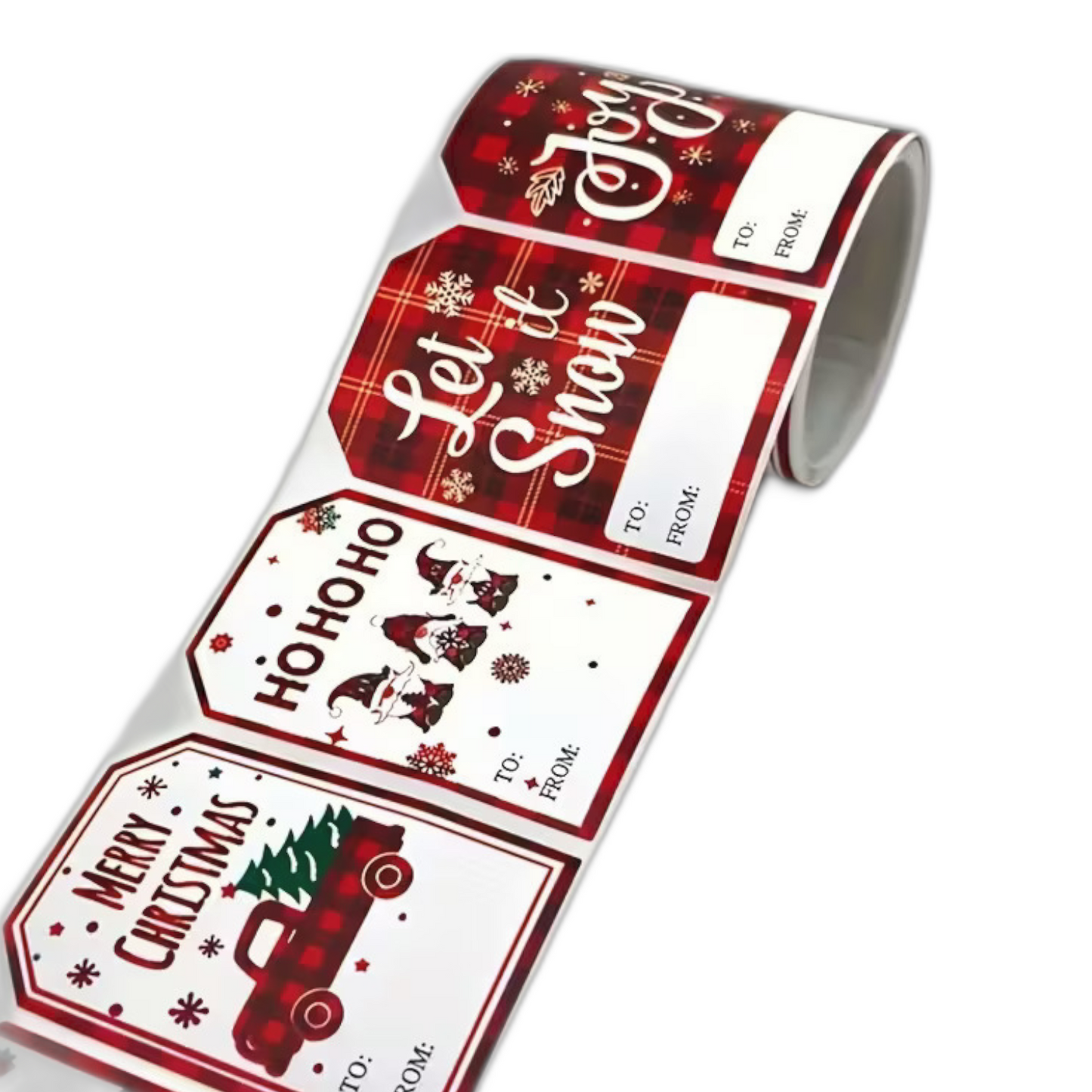10 pcs Glossy Self-Adhesive Christmas Stickers Roll