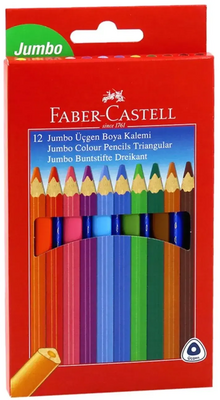 Faber Castell wooden color box, 12 jumbo triangle colors, cardboard box