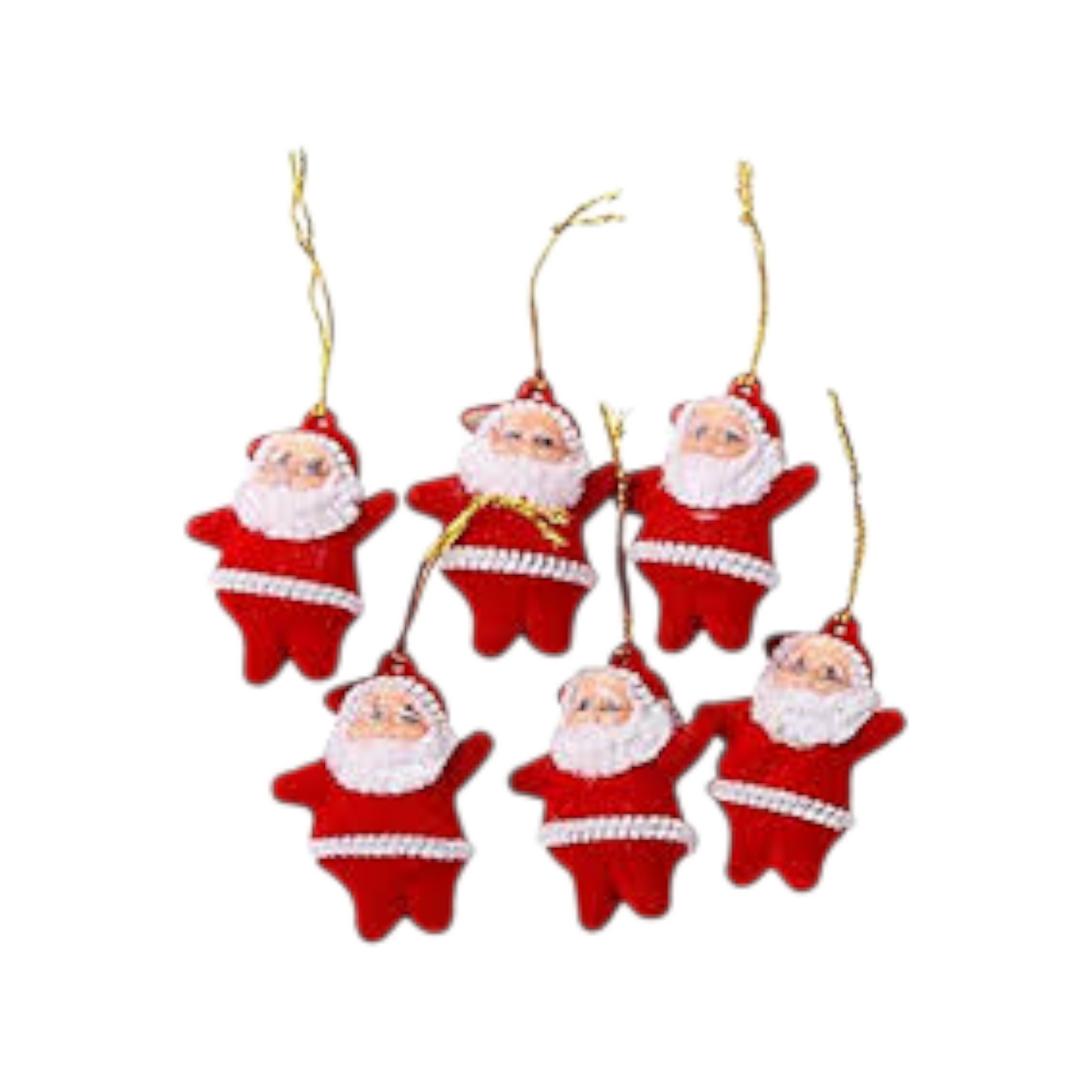 Set of 6, Retro Style: Mini Santa Claus Collection in Red Velvet