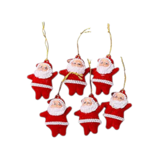 Set of 6, Retro Style: Mini Santa Claus Collection in Red Velvet