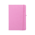 Elite Stationery House A5 pink hard cover notebook with elastic closure band and embossed notes text on the side