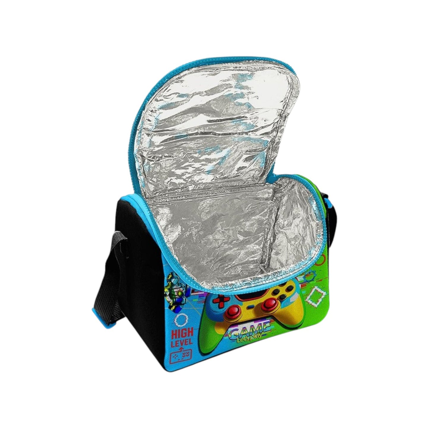 Coral High Kids Black Fluorescent Green Headphones Game Patterned Thermo Lunch Box