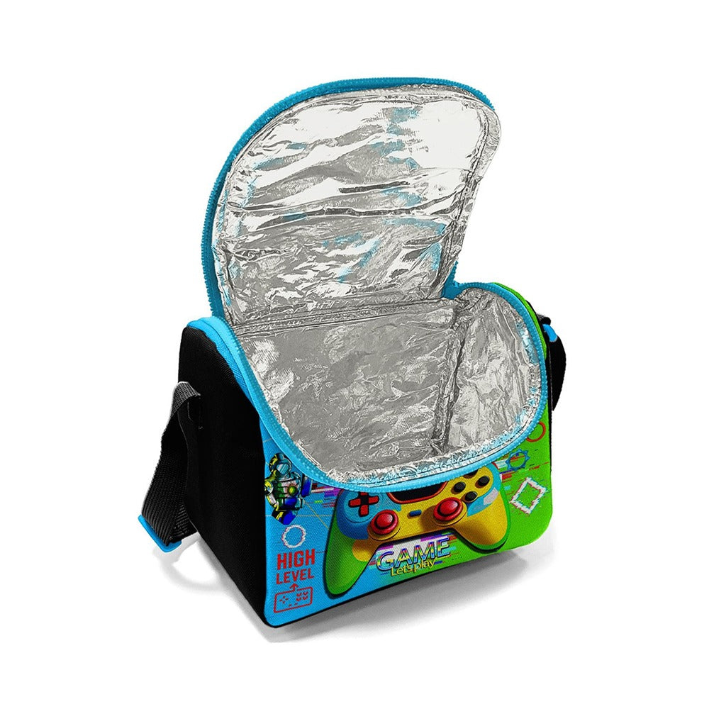 Coral High Kids Black Fluorescent Green Headphones Game Patterned Thermo Lunch Box