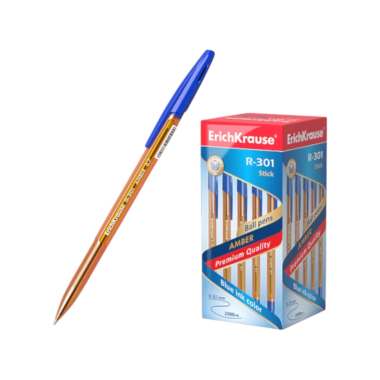 Ballpoint Pens Erich  Krause R-301 Stick Amber 0.7, ink color: blue