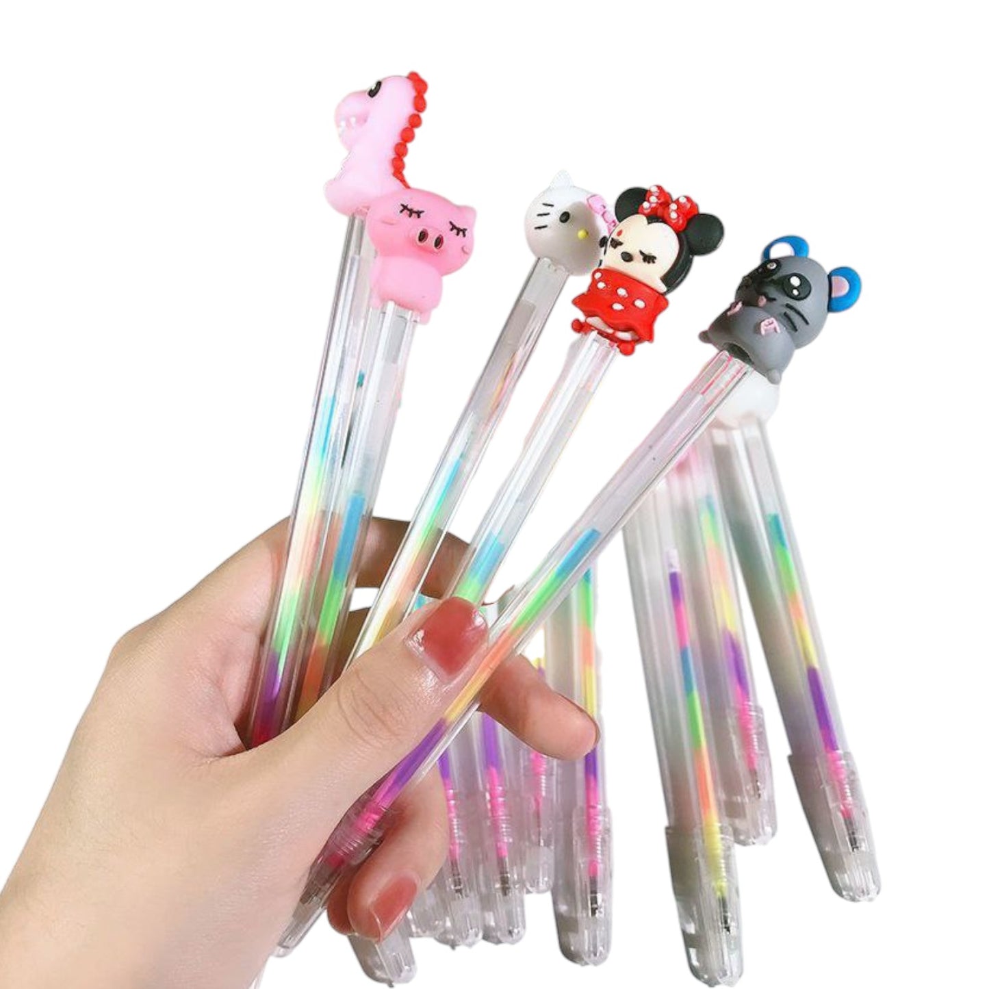 Multi-colored fluorescent pen. Equipped with a silicone toy