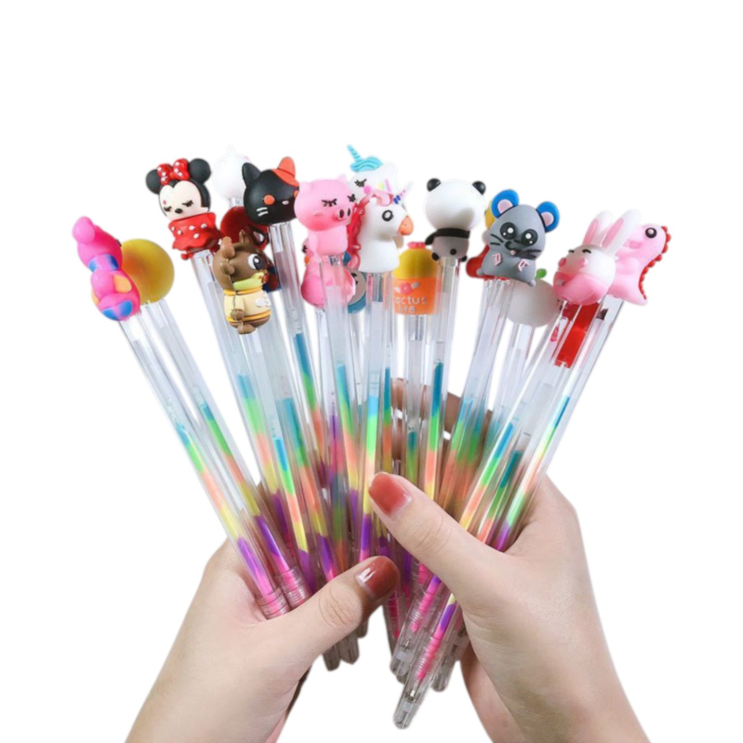 Multi-colored fluorescent pen. Equipped with a silicone toy