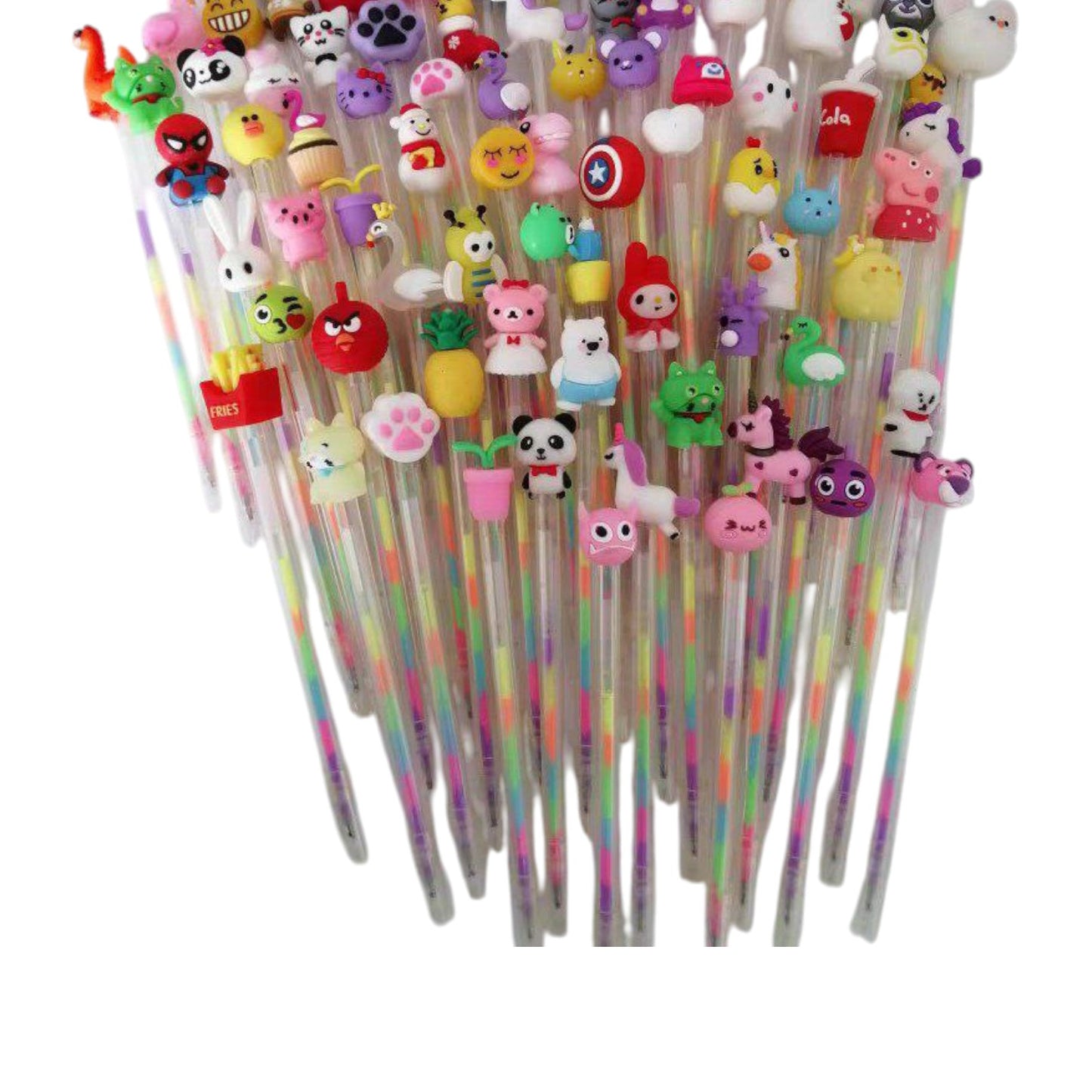 Multi-colored fluorescent pen. Equipped with a silicone toy