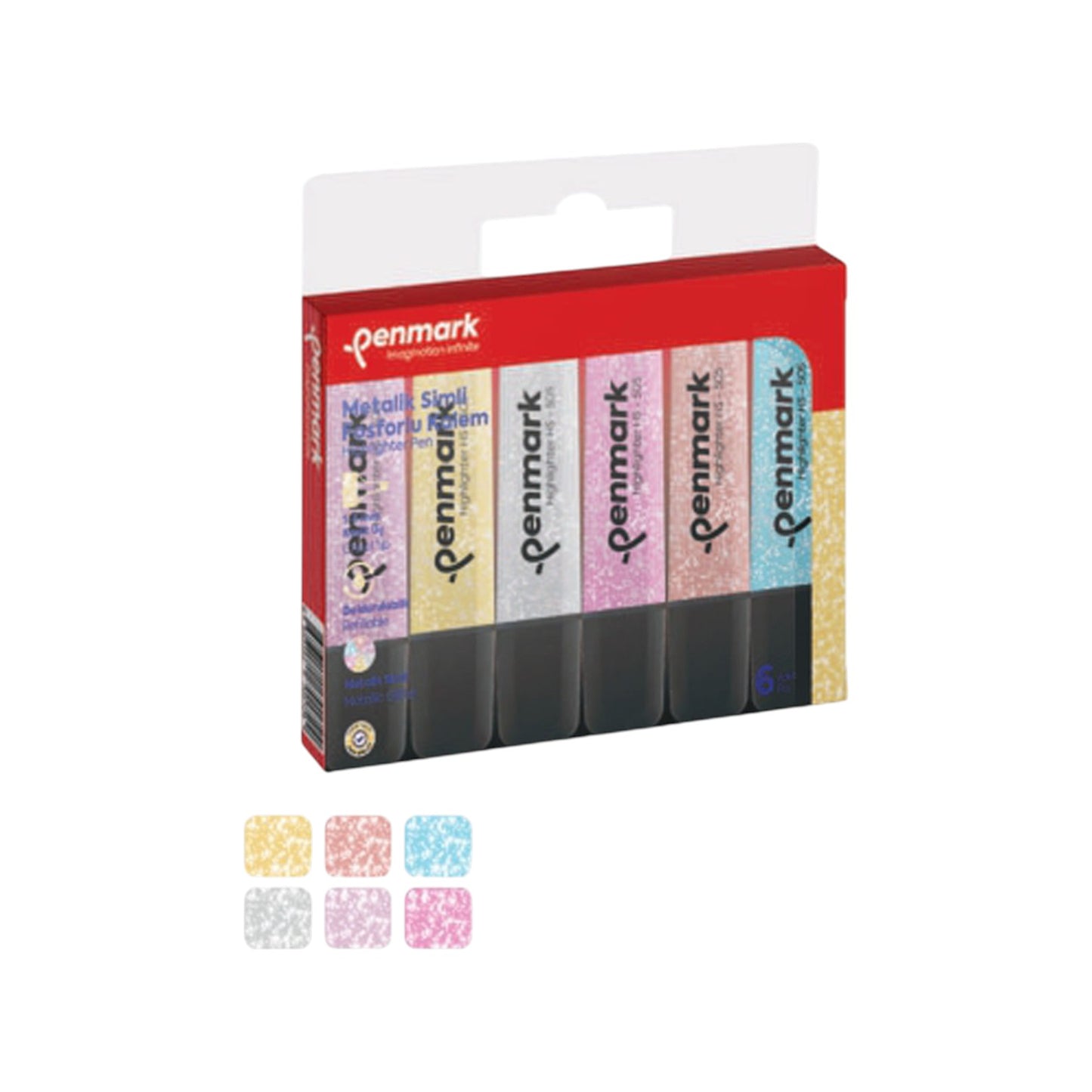 Penmark Highlighter Pen 6 Glitter Mixed Color
