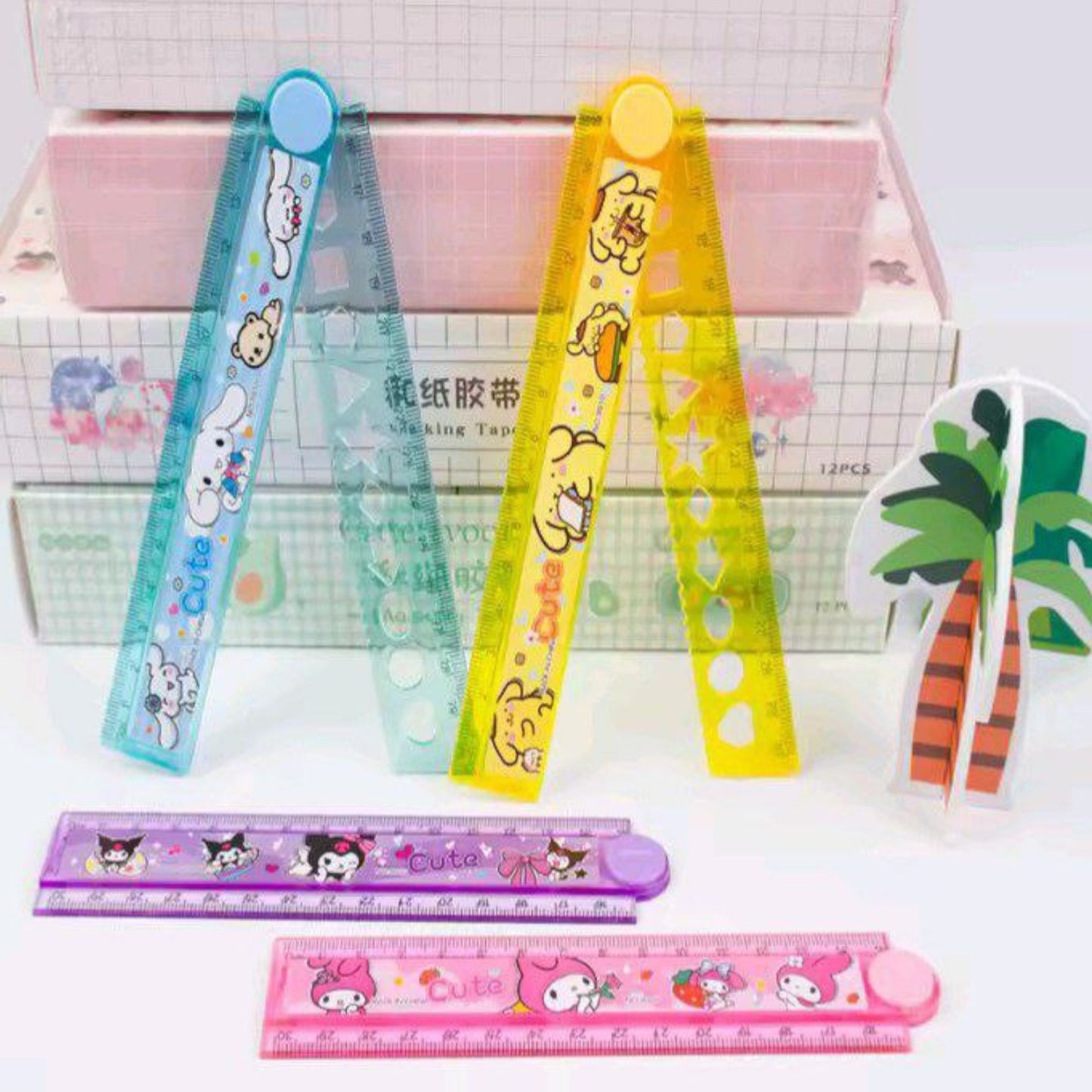 Cute Folding Ruler  15 cm With Glitters & Water