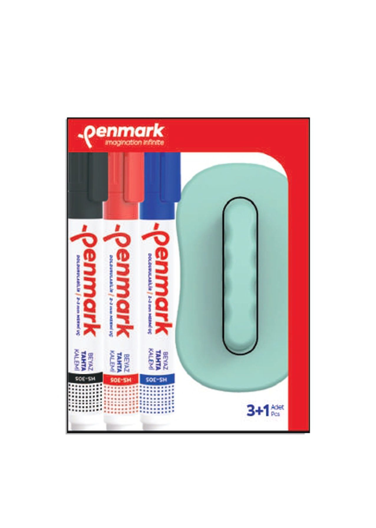 Penmark Set of 3 Whiteboard Marker + Board Eraser