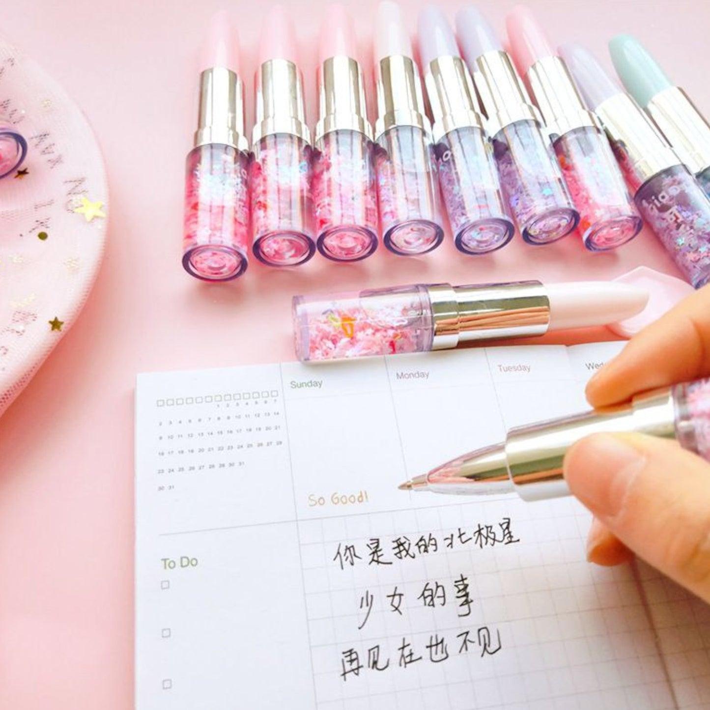 Glitter Lipstick Pen Gel Pen