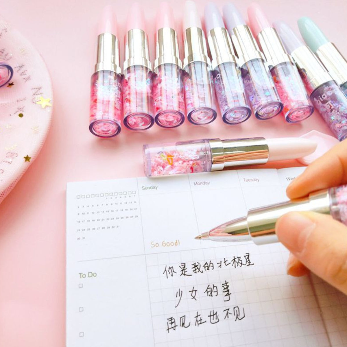 Glitter Lipstick Pen Gel Pen
