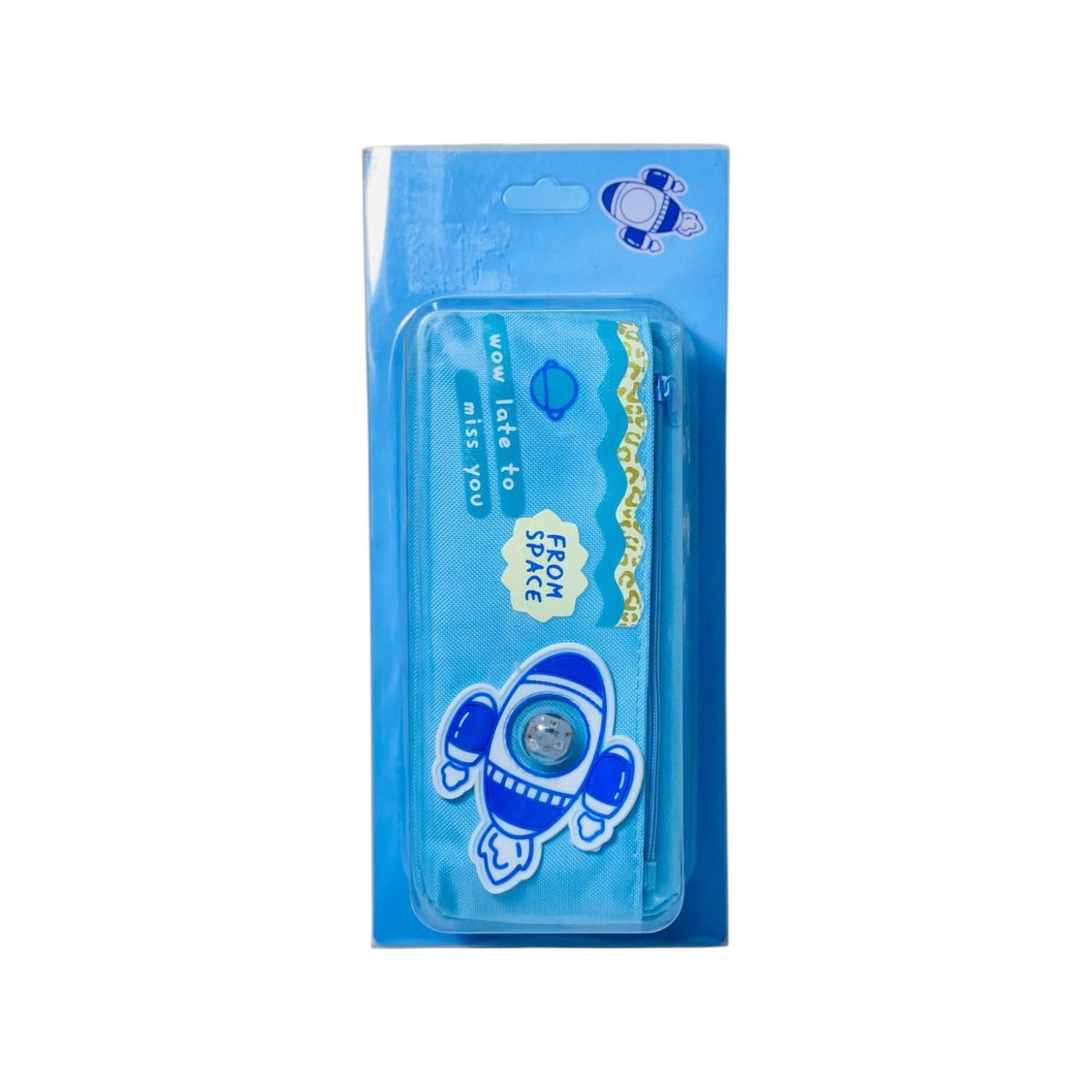 Space pencil case - With Silicone Lining - Fabric material 2 zippers