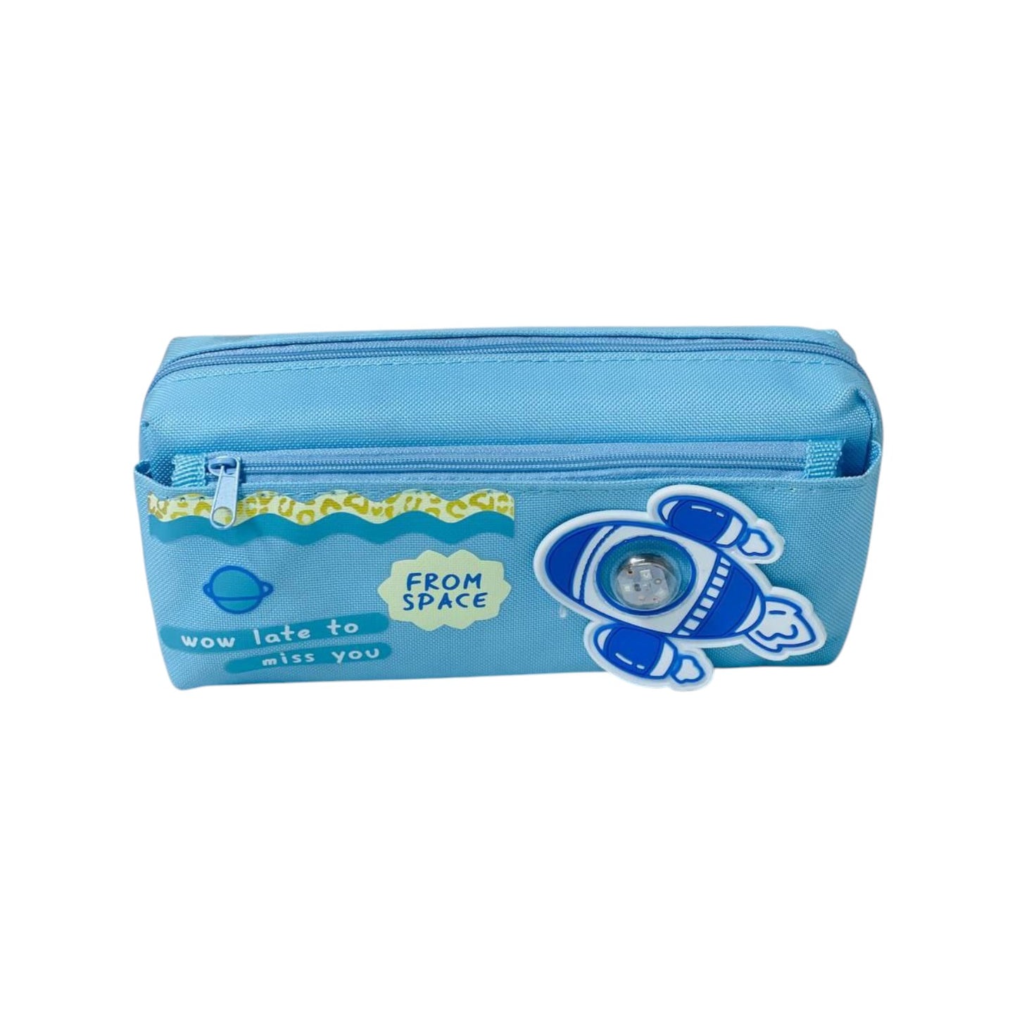 Space pencil case - With Silicone Lining - Fabric material 2 zippers