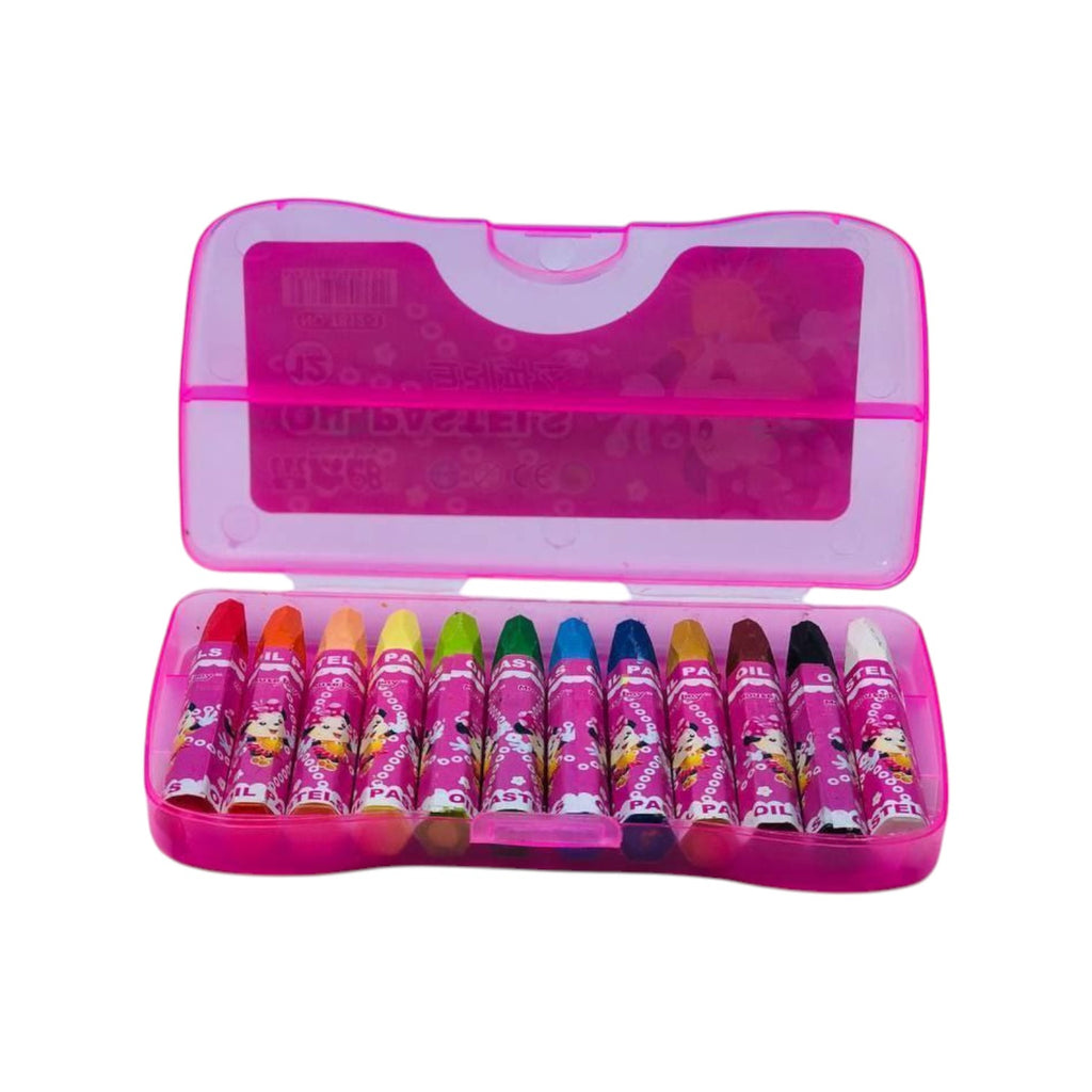 Oil Pastel Crayons 12 Color Plastic Box