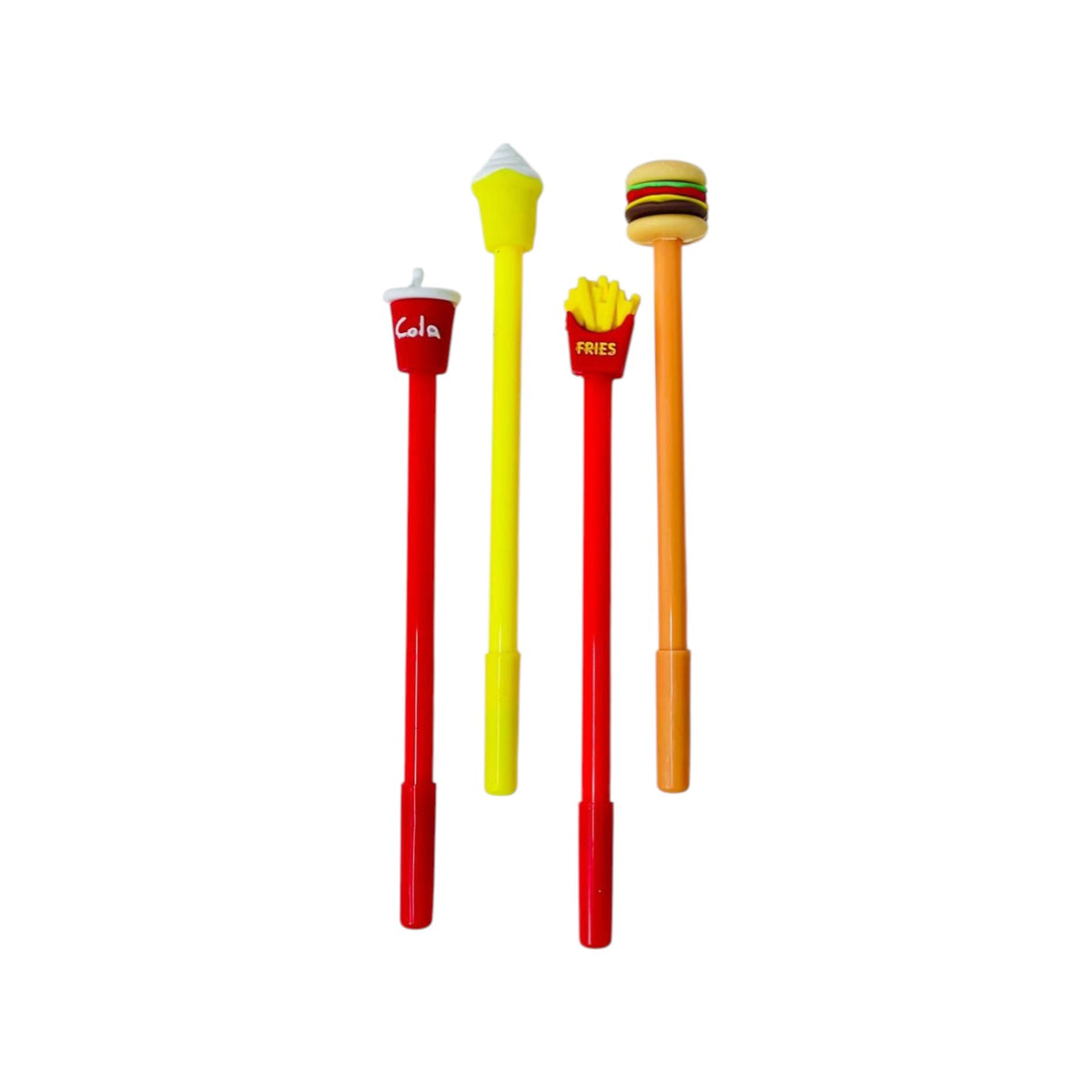 Blue Ink Pens With 2 Different Designs Ice Cream And Fries Shapes For Kids - Multi Color