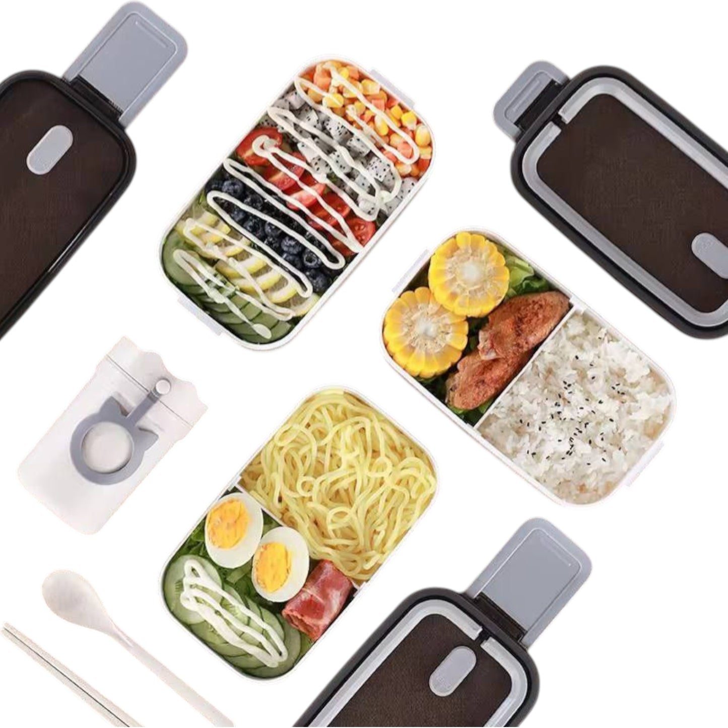 2 Layers 2 Parts  Stainless + Plastic Lunch Box