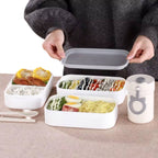 2 Layers 2 Parts Stainless + Plastic Lunch Box