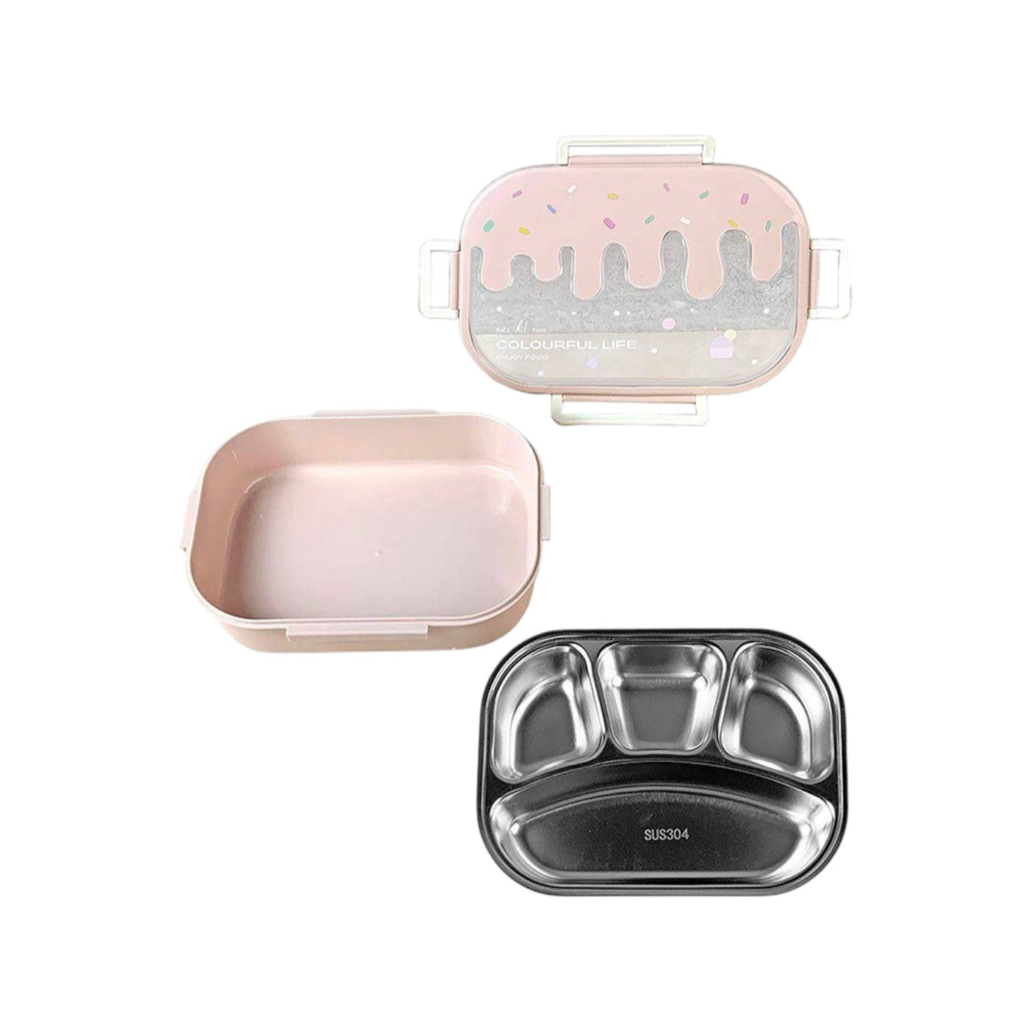 Stainless + Plastic Lunch Box