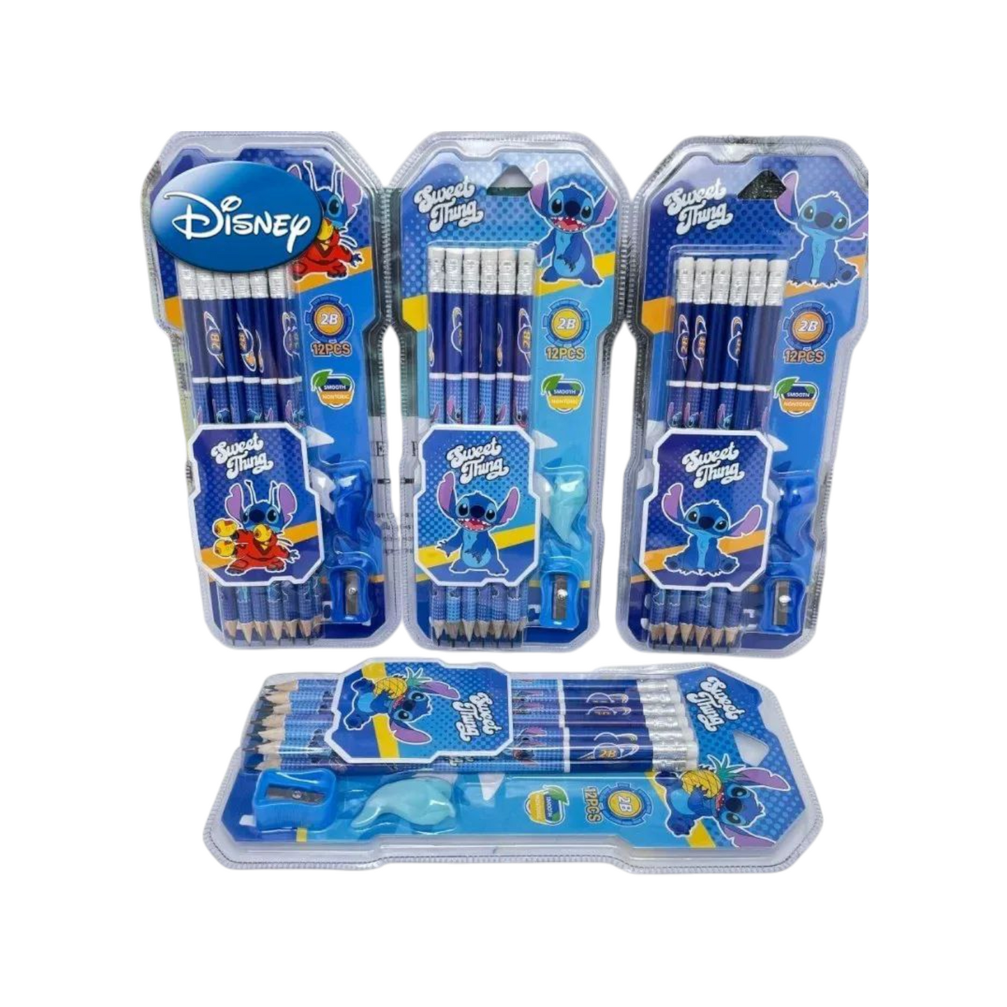 12 Pencils Erasers a Pencil Sharpener