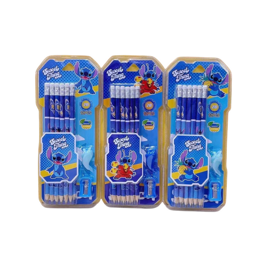 12 Pencils Erasers a Pencil Sharpener