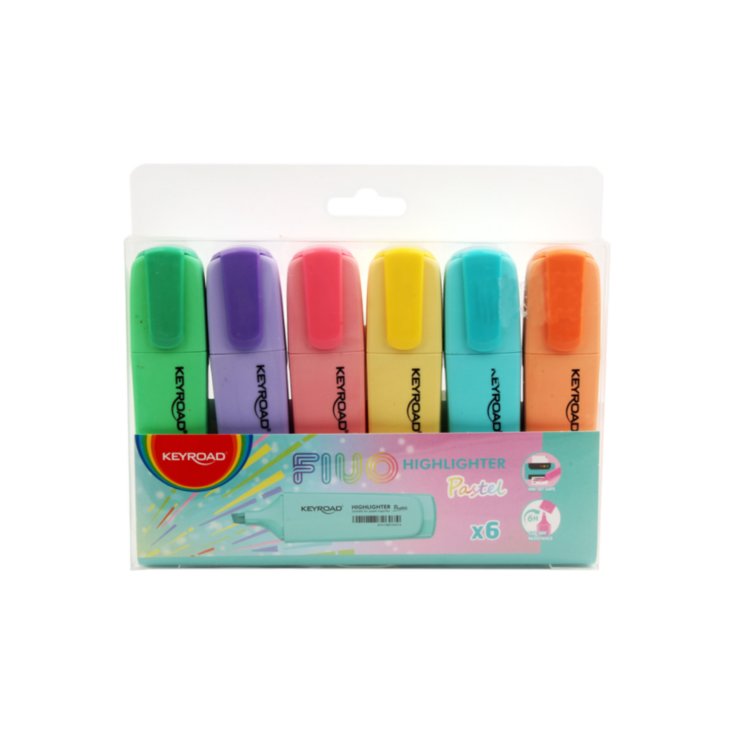 Set of 6 fluorescent pens Pastel Keyroad Model KR972174