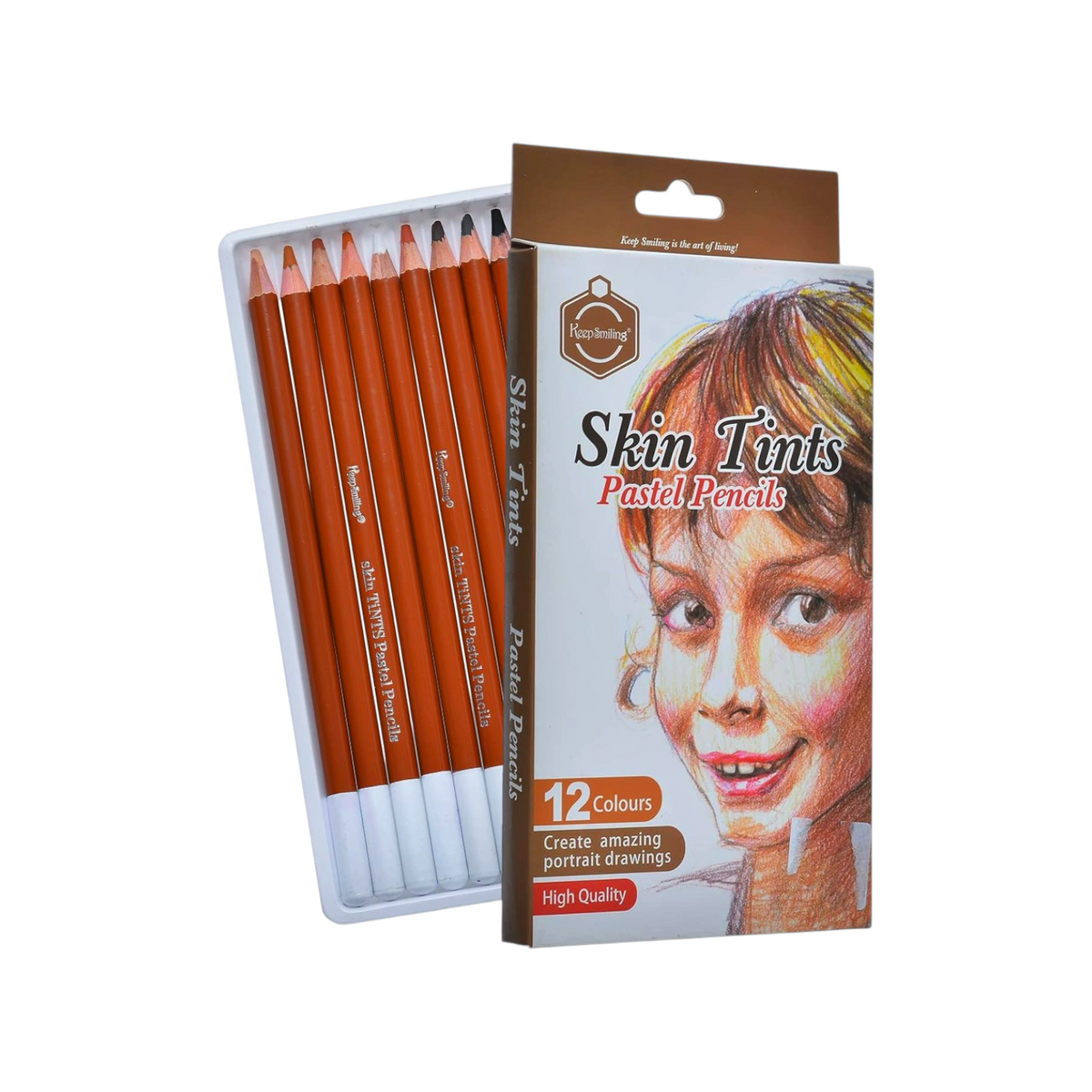 Keep Smiling TB-1030 Skin Tints Pastel Pencils Pack Of 12 Colours - Multi Color