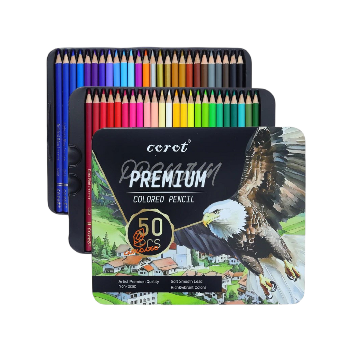 Corot KLCQ-050Y طقم 50 لون خشب علبة معدن