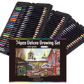 KALOUR ZCP075 Set of 72 Wood Colors + Sharpener + Eraser