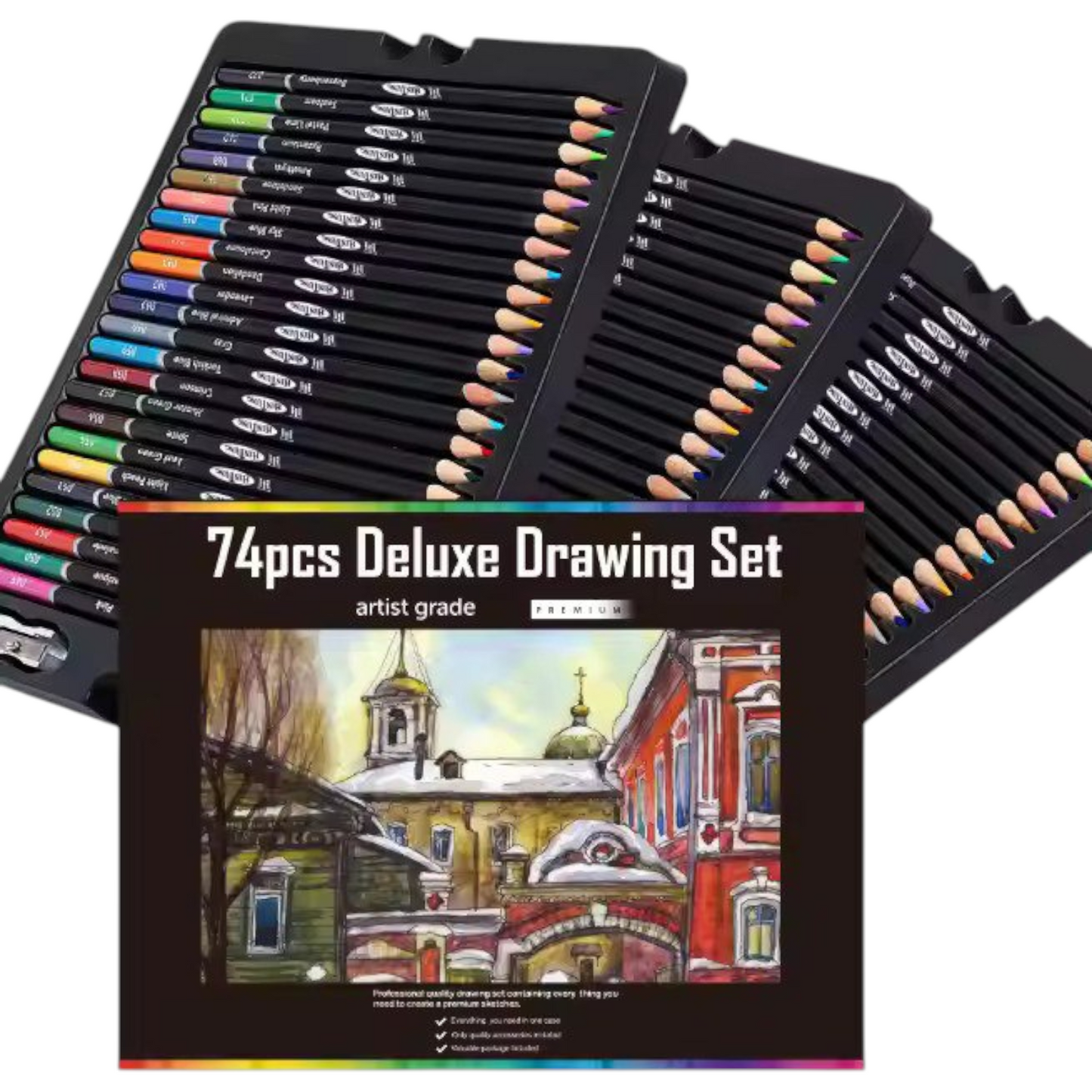 KALOUR ZCP075 Set of 72 Wood Colors + Sharpener + Eraser