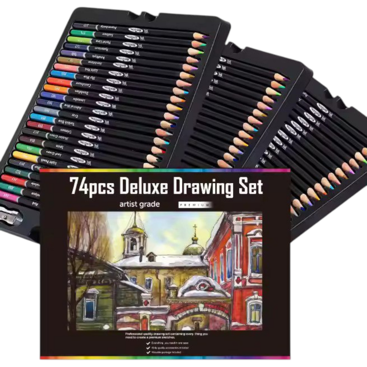 KALOUR ZCP075 Set of 72 Wood Colors + Sharpener + Eraser