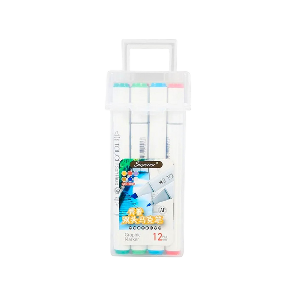 12 Superior Face Shades Art Markers Set Dual