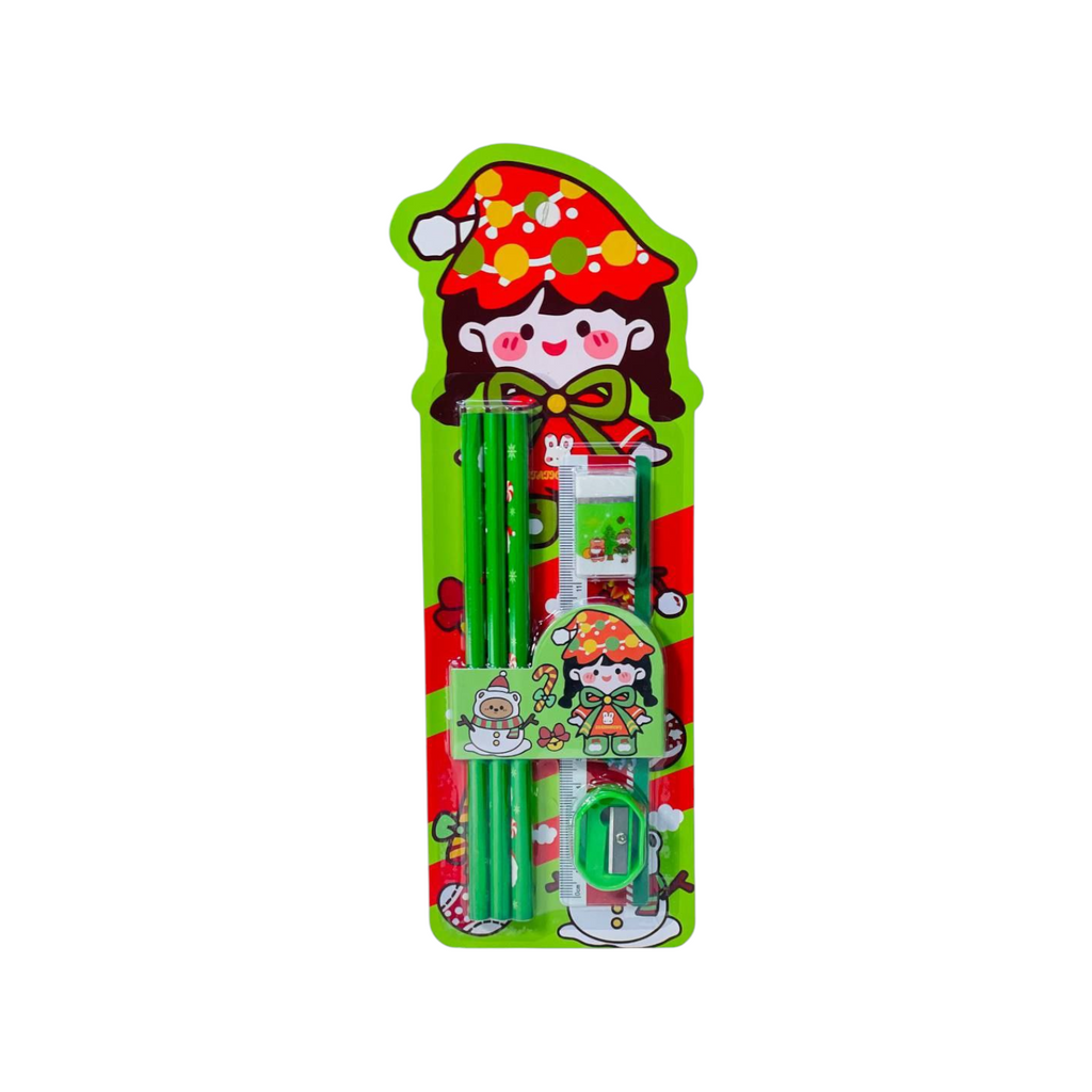 Red Christmas Stationery Set for Children 6 pcs