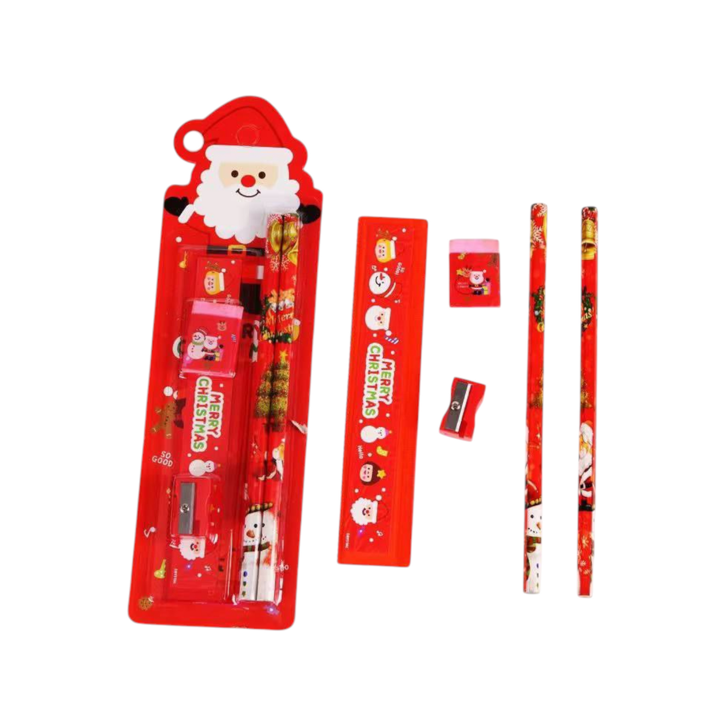 Red Christmas Stationery Set for Children 6 pcs