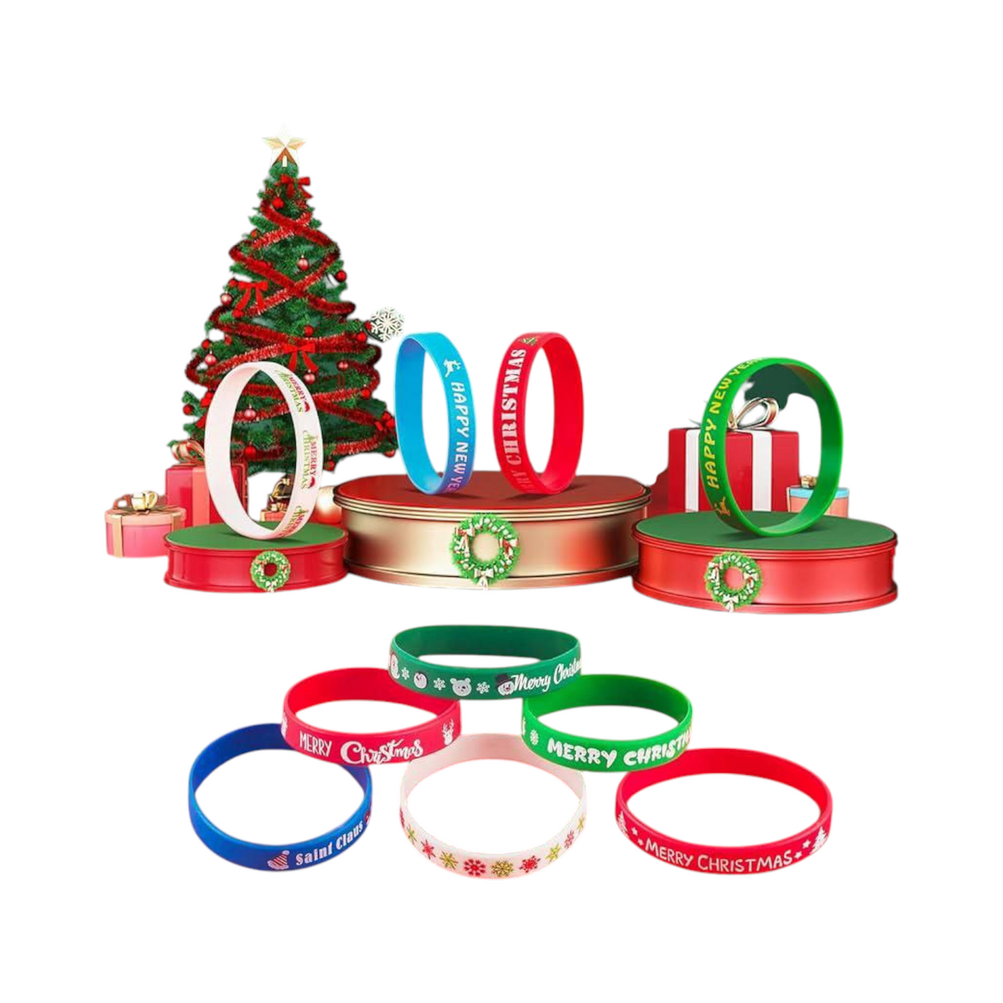 Xmas Rubber Wristbands- pack of 40