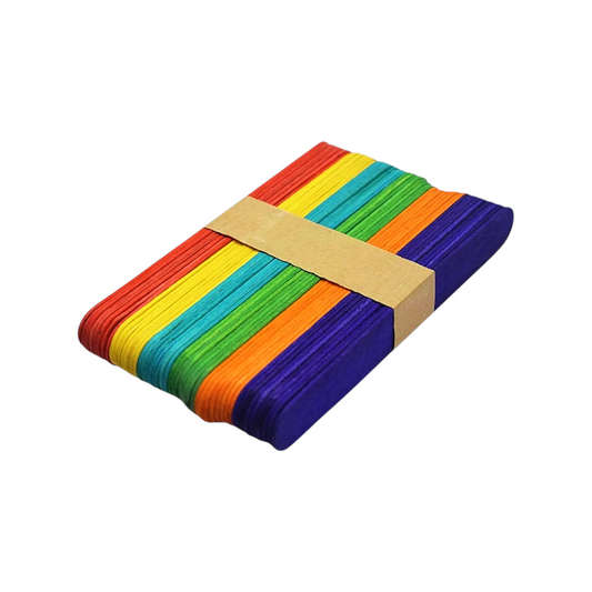 8 Inches Super Jumbo Wood Sticks Rainbow Colored- Art Craft Sticks 50 Pcs