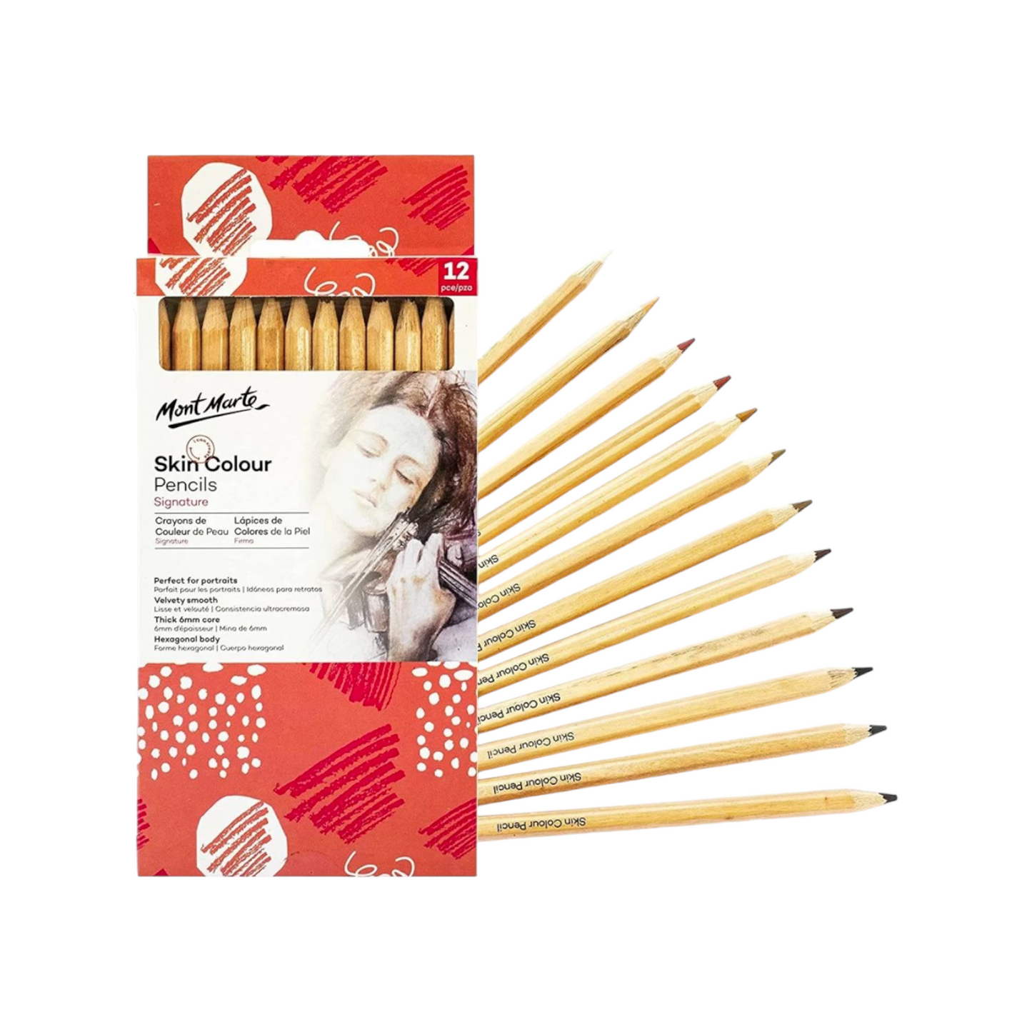 Mont Marte Skin Tone Colored Pencils Set - 12pc