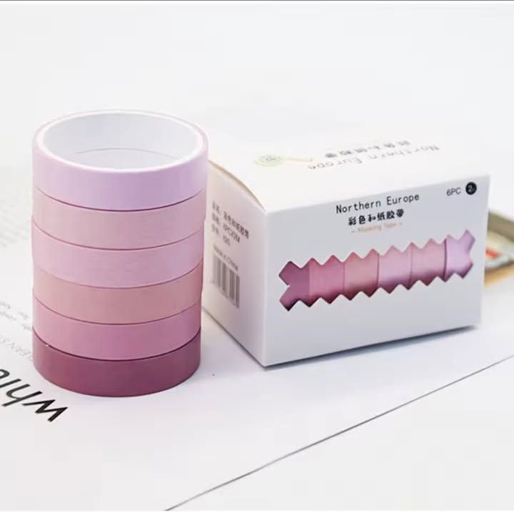 Solid Color Washi 6pc Set Pastel Colors