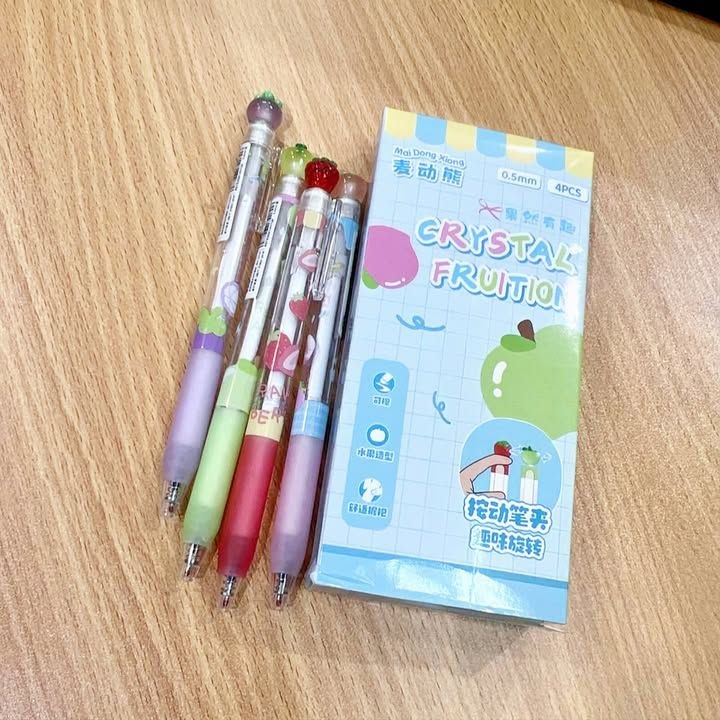 4 Pcs/Pack Creative Fruit-Shaped Gel Pens Rotatable