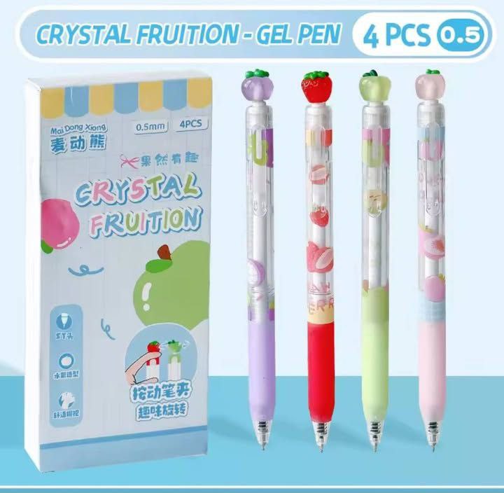 4 Pcs/Pack Creative Fruit-Shaped Gel Pens Rotatable